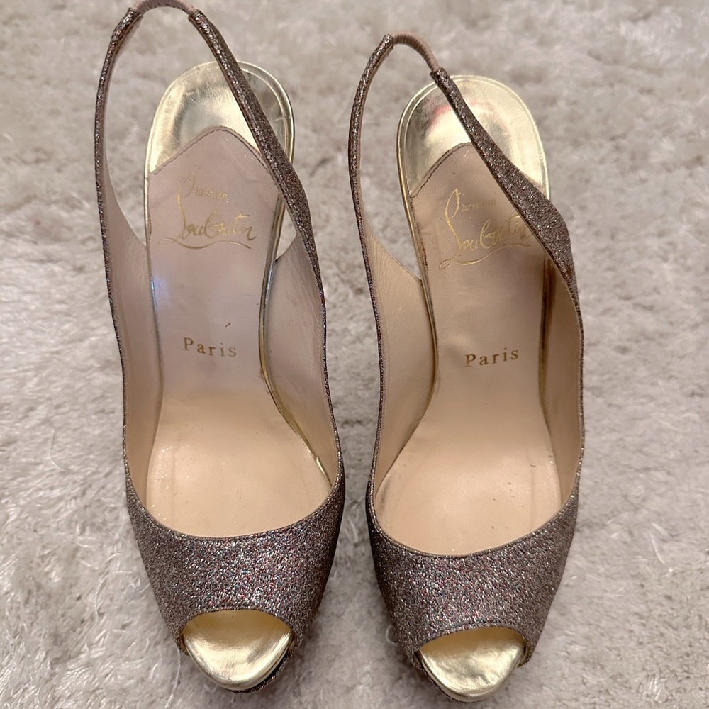 Christian Louboutin Glitter Slingback Platform
